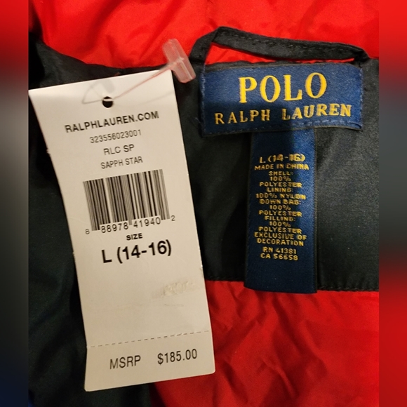 Boys size 14-16 Ralph Lauren Polo puffer jacket. Brand new with Tags. Never worn - Picture 5 of 5